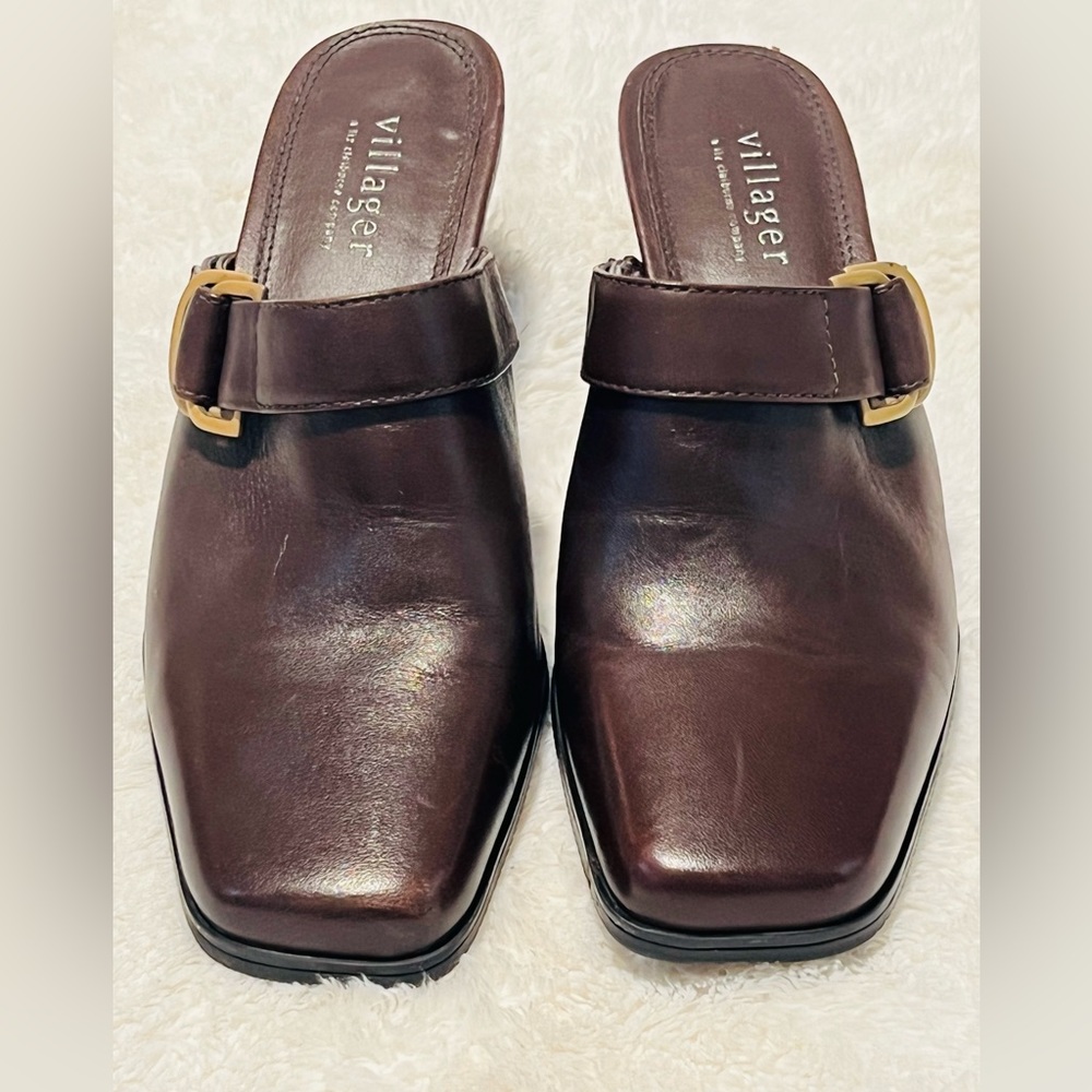 Villager women's  Dark Brown Leather Mules size 6.5